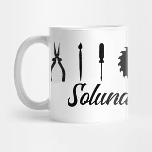 Soluna Garage (black art, banner style logo) Mug